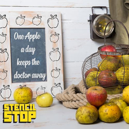 Stencil Stop Apple Stencils - Reusable for DIY Projects, Painting, Drawing, Crafts - 14 Mil Mylar Plastic (Apple- 6 Pack (2", 3", and 4", 2 Each)) - size: Apple- 6 pack (2", 3", and 4", 2 each)