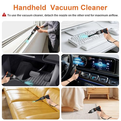 Compressed air Duster & Small Vacuum,150000RPM 3in1 Computer Vacuum Cleaner - color: Charcoal Gray