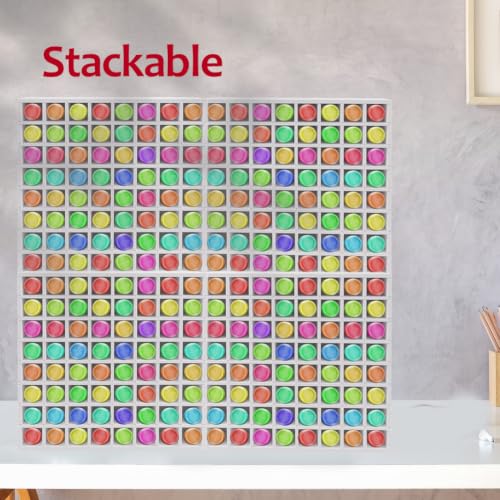 GRETJOB 64 Grids Paint Organizer, Wall Mountable Craft Paint Storage Rack - color: 64 Grids