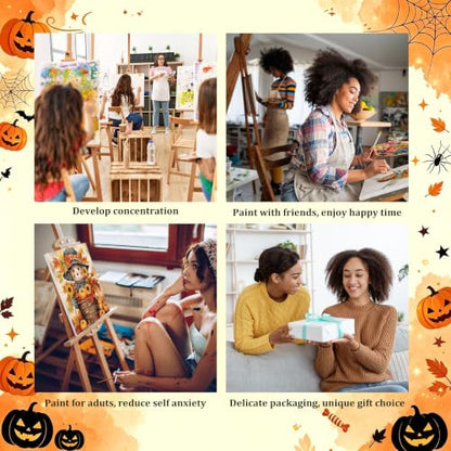 3 Pack Halloween Paint by Numbers Kit for Adults, Fall Ghost, 8x12 inch - color: Halloween-1