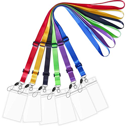 AMUU 6pcs Lanyards Adjustable Extend Length with Vertical id Badge Holder - color: 6 Pack-lanyard With Badge Holder