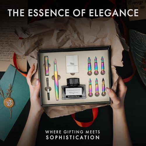 Wordsworth & Black Luxury Calligraphy Pen Set for Writing, 6 Nibs, Rainbow - color: Rainbow