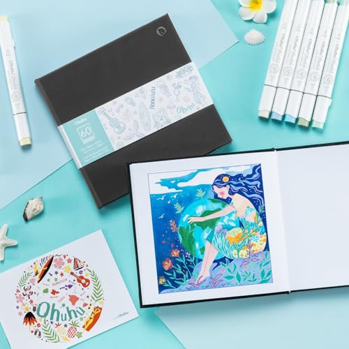 Ohuhu 8.3"x8.3" Double-Sided Bleedproof Marker Pad Art Sketchbook 60 Sheets - size: 8.3" x 8.3"