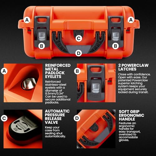 NANUK 915 DJI™ Mini 3 & 4 Pro - Waterproof Hard Case with Drone Foam Insert, Crushproof, Portable Travel Case, Made in Canada – Orange (15.8" x 12.1" x 6.8") - color: Orange