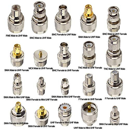 onelinkmore 20-Piece UHF Adapter Kit, PL-259/SO-239 to SMA, BNC and TNC