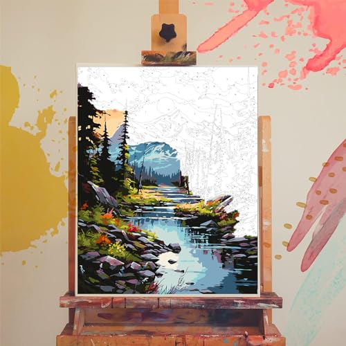 Mountain Paint by Numbers for Adults - Landscape Paint by Number on Canvas - color: MT12060