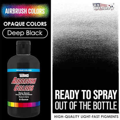 U.S. Art Supply Opaque Deep Black Acrylic Airbrush Paint, 8-oz Bottle - color: Deep Black, size: 8 Fl Oz (Pack of 1)
