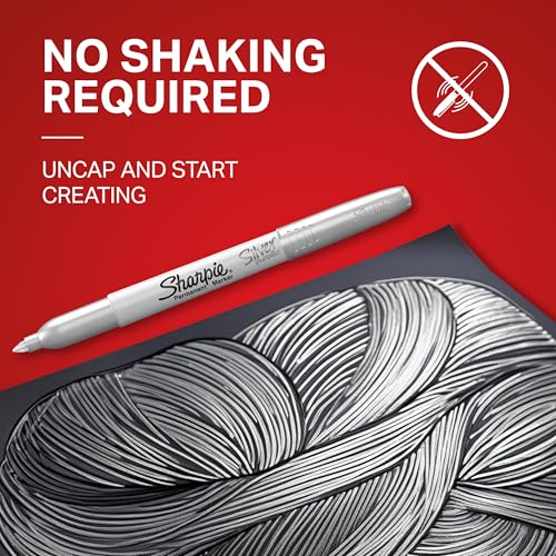 Sharpie Metallic Permanent Markers, Fine Point, Assorted Metallic, 6 Count
