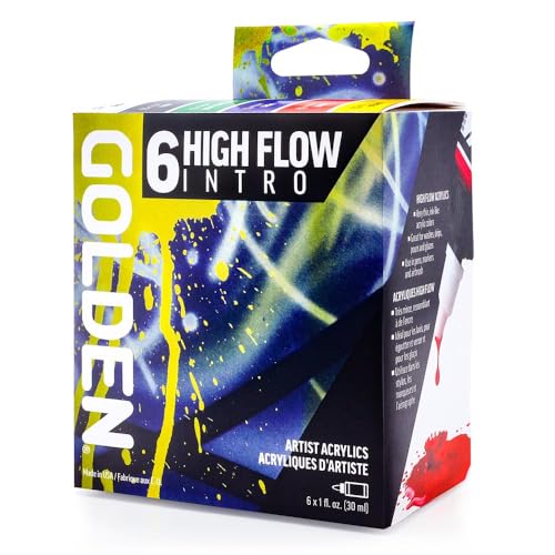 High Flow Acrylics by GOLDEN, High Flow Intro Set, 6 Colors, Professional Acrylic Paint
