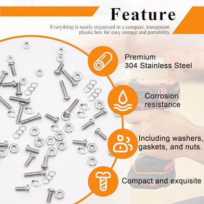 1010Pcs 304 Stainless Steel M1 M1.6 M2 M2.5 Metric Micro Screws Nuts Assortment, Hex Nuts, Small Machine Screws, Flat & Spring Washers for Arduino, RC Models, Electronics and DIY - size: 1010pcs