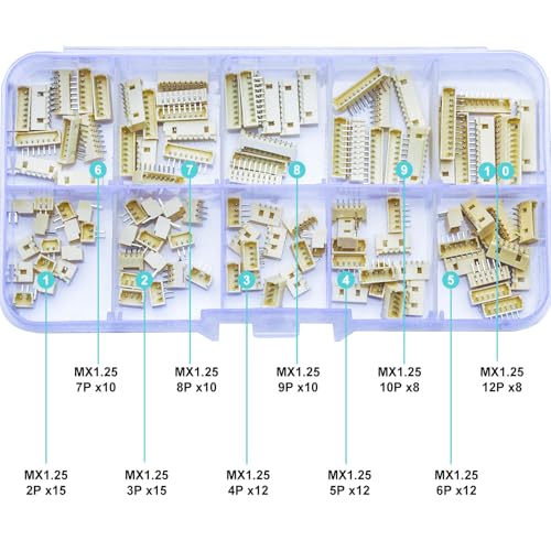 Compatible with Molex 1.25mm Pitch PicoBlade PCB Header Right-Angle Through Hole 2 3 4 5 6 7 8 9 10 12 Circuits (TC-MX-1.25mm-DIP-RA) - size: Through Hole-Right-Angle