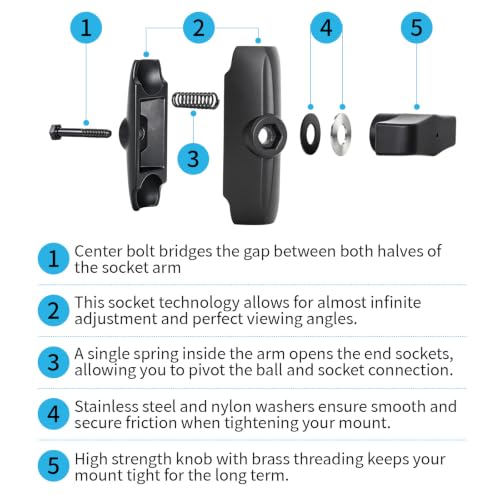 Strg Phone Mount with Drill-Down Round Base and Marine-Grade Aluminum Arm - size: Round Base