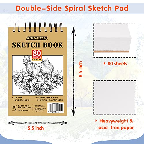 FIXSMITH 5.5"X8.5" Sketch Book, 80 Sheets (68 lb/100gsm) Sketchbook - color: Tan, size: 5.5"x8.5"-1 Pack
