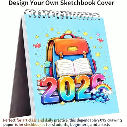 Soucolor Sketch Book 9x12,Thick Drawing Paper Pad School Art Supplies - color: Blue, size: 9" x 12" (Pack of 1)