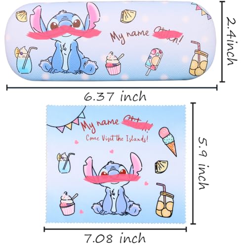 Cute Eyeglass Cases Hard Shell Storage Case Protective Box With Glasses Cloth Adjustable Glasses Strap Ear Grips Hook - color: Set3-2
