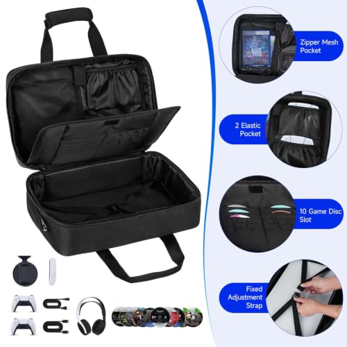 LEFOR·Z Travel Carrying Case Fits for PS5/PS5 Pro/PS4 with Thick Padding - color: Black