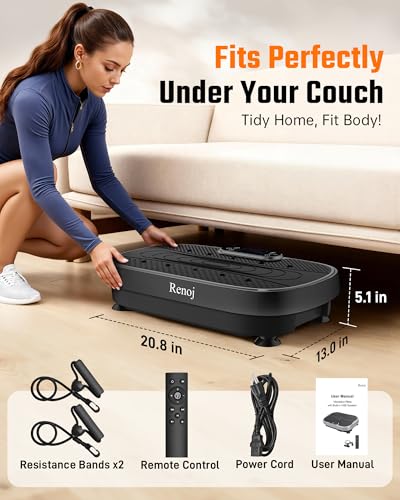 Renoj 3D Vibration Plate Exercise Machine, 200W Motor, 455lbs Capacity - color: Matte Black
