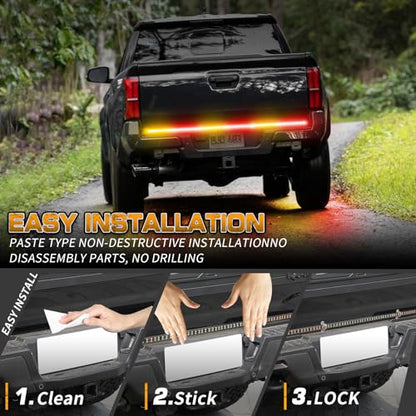 XRIDONSEN 48 inch 288 LED Tailgate Strobe Lights Rear Emergency Lights - color: Amber/Red