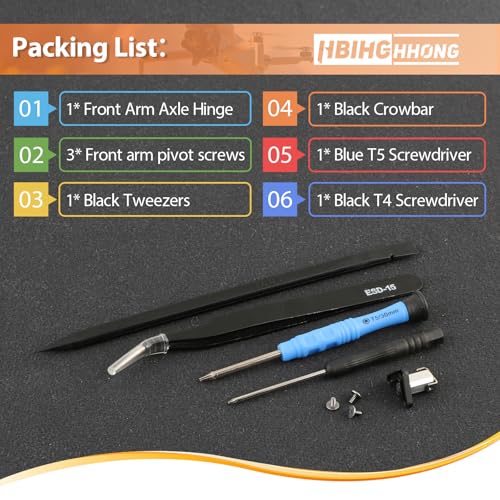 Front Arm Axis Replacement for DJI Mini 5 Pro Front Arm Shaft Screws Front Arm Hinges for Mini 5 Pro Drone Accessories Parts with Repair Tools（3Pcs Screws）