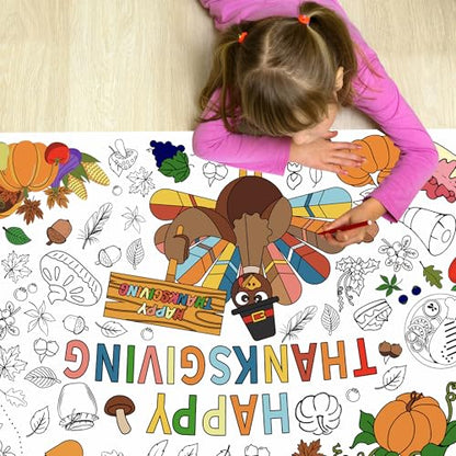Thanksgiving Coloring Paper Tablecloth, 30 x 72 Inch - color: Thanksgiving