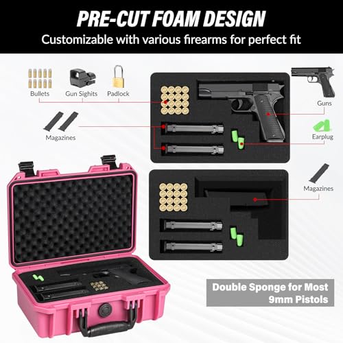 SEKKVY Gun Case for Handguns, Pistol Case Hard Shell - color: 1-Pistol Case, Pink