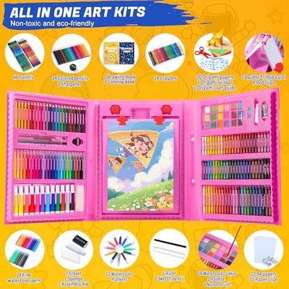 All in One Art Supplies Include Drawing Kit, Origami & Paper-Cutting Crafts - color: Pink