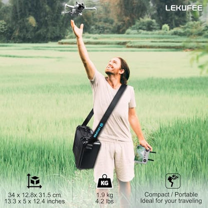 Lekufee Waterproof Hard Carrying Case for DJI Mini 4 Pro/4/3 Pro/Mini 3,Fly More Combo,DJI RC 2/RC,RC N3/2/1 Remote Controller and Accessories(Case Only)