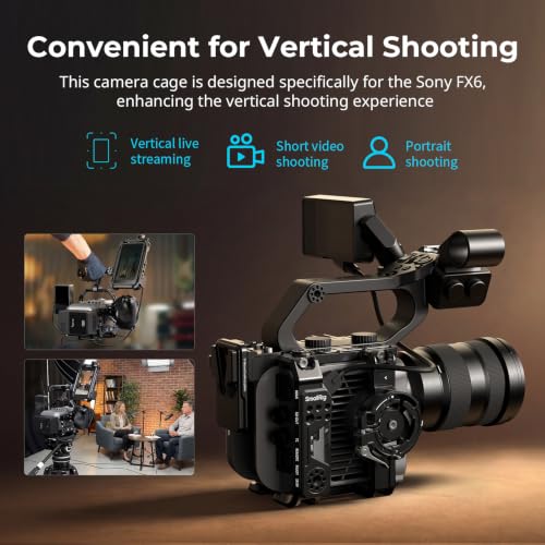 SmallRig Vertical Shooting Cage Kit for Sony FX6, V-Mount Battery Plate, Side Handle Adapter, Integrated Top Handle Mount, HawkLock NATO Rail - 5801