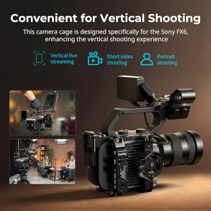 SmallRig Vertical Shooting Cage Kit for Sony FX6, V-Mount Battery Plate, Side Handle Adapter, Integrated Top Handle Mount, HawkLock NATO Rail - 5801