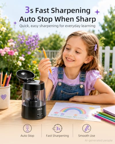 ZMOL Black Bunny Electric Pencil Sharpener, 6-8mm, Rechargeable, Stickers - color: Black