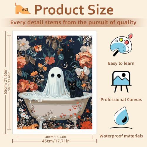 Reivworl Ghost Paint by Numbers Kit for Adults Beginner 16×20 inch - color: 14-ghost