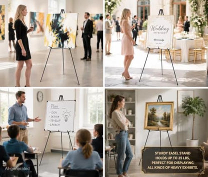 MXG 33-64"Height Adjustable Aluminum Black Display Easel for Painting,Signs - color: Black