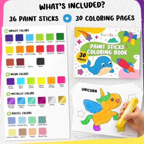 36 Washable Markers, Tempera Paint Sticks for Kids - Toddler Crayons 1-3 - color: 36 Thick