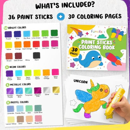 36 Washable Markers, Tempera Paint Sticks for Kids - Toddler Crayons 1-3 - color: 36 Thick