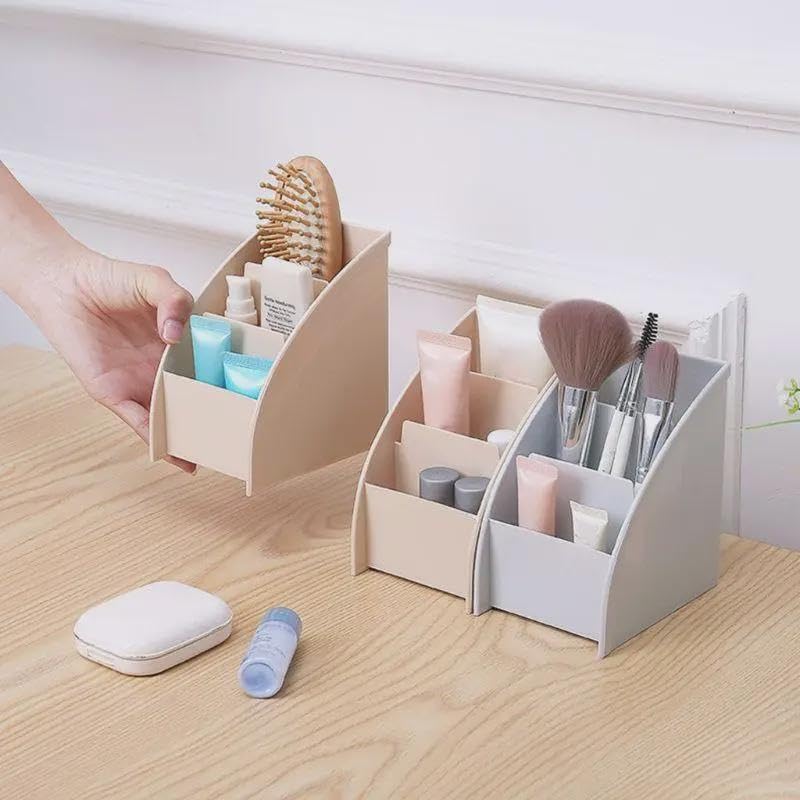 3 Grid Remote Control Box Cosmetics Desktop Storage Case Stand Holder Home Office Stationery Phone Organizer (B)