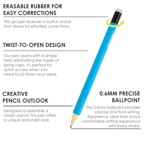 Grabie Erasable Gel Pens, 9 Medium Point 0.7 mm Pens, Classic - color: 9 Colors Pens: Classic