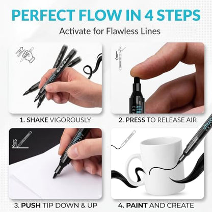 Utillo Craft Black Paint Pen (3-Pack), 0.7mm Extra Fine Black Paint Markers - color: Black