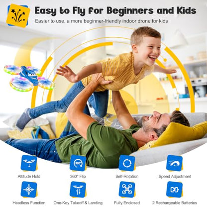 Drones for Kids and Beginners with LED Lights 2 Batteries One Key Start - color: Blue