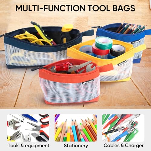TICONN Tool Pouch, 1680D Oxford Small Tool Bag, Tool Pouches with Zipper, Clear Utility Bag Zipper Pouch for Tool Organizers and Storage (3PK Combo) - size: Clear, 3 Pack Combo