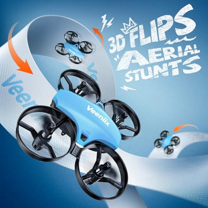 Veeniix V995 Mini Drones for Kids and Beginners,Indoor RC Quadcopter,Small Helicopter Plane with 3D Flips,360° Rotation,Circle Fly,Auto Hover,Headless Mode and 3 Batteries,Gift for Boys and Girls - style: Super Blue