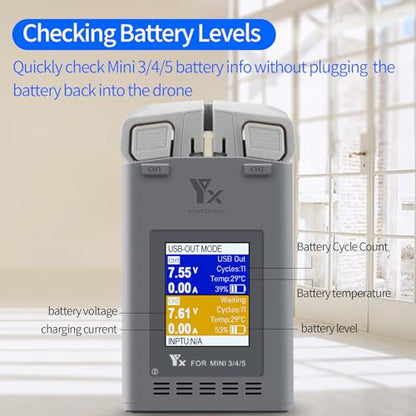 100W LCD Dual Fast Battery Charger for DJI Mini 5 4 3 Pro Drone