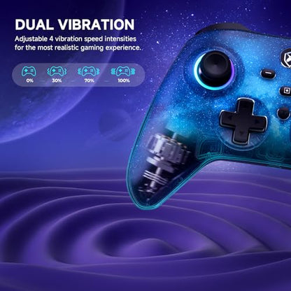 ECHTPower Pro Controller for Switch/PC/iOS/Android, 1000mAh Wireless Gaming Controller With 9 Color RGB Light, Macro Buttons, 6 Axis Gyro, Dual Vibration, Turbo - color: Blue
