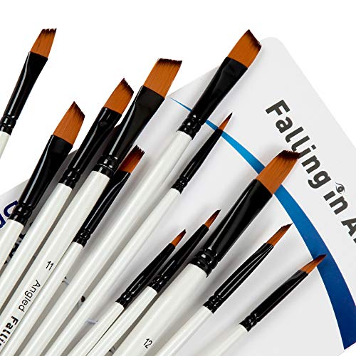 Falling in Art 12 PCS Professional Angled Paint Brushes Set - style: 12 Pcs Angled