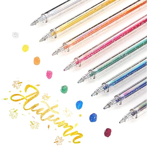 SMOOTHERPRO Glitter Gel Pens, 8 Colors 1.0mm Sparkle Ink - size: 1 Count (Pack of 8)