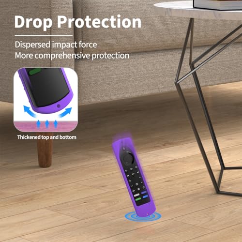 6.4 Inch Silicone Cover Compatible with Fire TV Stick 4K Max 2nd gen 2023 Remote Control,Silicone Case for Toshiba/Insignia Smart TV Remote Anti-Slip Sleeve Cover with Lanyard(Purple) - color: PURPLE