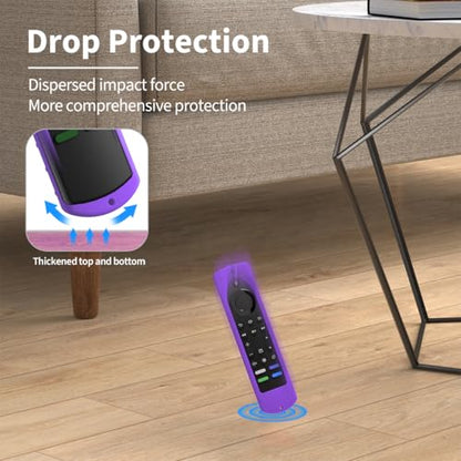 6.4 Inch Silicone Cover Compatible with Fire TV Stick 4K Max 2nd gen 2023 Remote Control,Silicone Case for Toshiba/Insignia Smart TV Remote Anti-Slip Sleeve Cover with Lanyard(Purple) - color: PURPLE