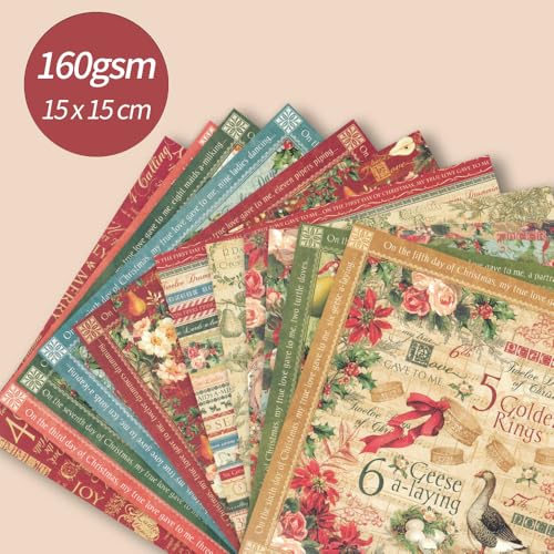 6x6" Cardstock Single Sided Scrapbooking,Craft Decorative Scrap Book Paper - color: 24sheets-carols