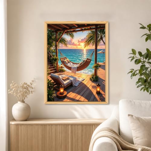 WULINHUAFA Seaside Diamond Painting Kits for Adults 12x16 inch - color: Hammock