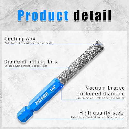 Tile Drill Bits, 10pcs 1/4" Diamond Drill Bits for Ceramic Glass Porcelain Marble Granite, with Versatile Drilling and Milling - size: 10PCS - (1/4")