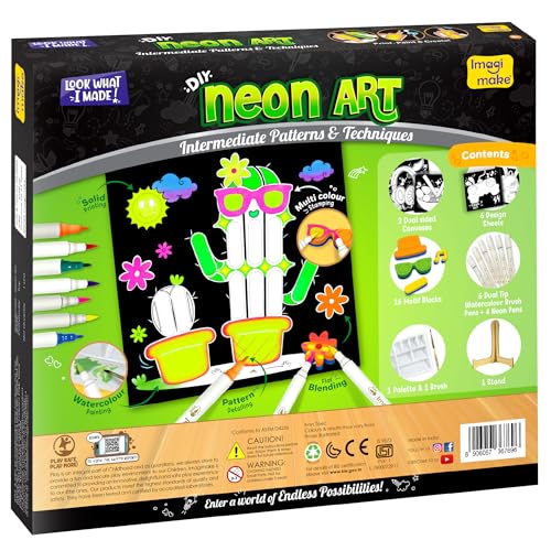 Imagimake DIY Neon Art Kit, 12 Creative Activities for Kids Ages 8+ - style: Neon Art Kit